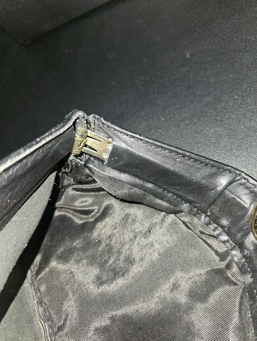 Vintage Black Intrecciato Woven Leather Clutch With Gold Accent